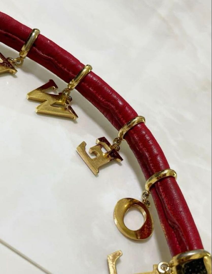 Loewe Women Accessory Loeve Bracelet Bangle Leather Red Logo Limited Edition VHT