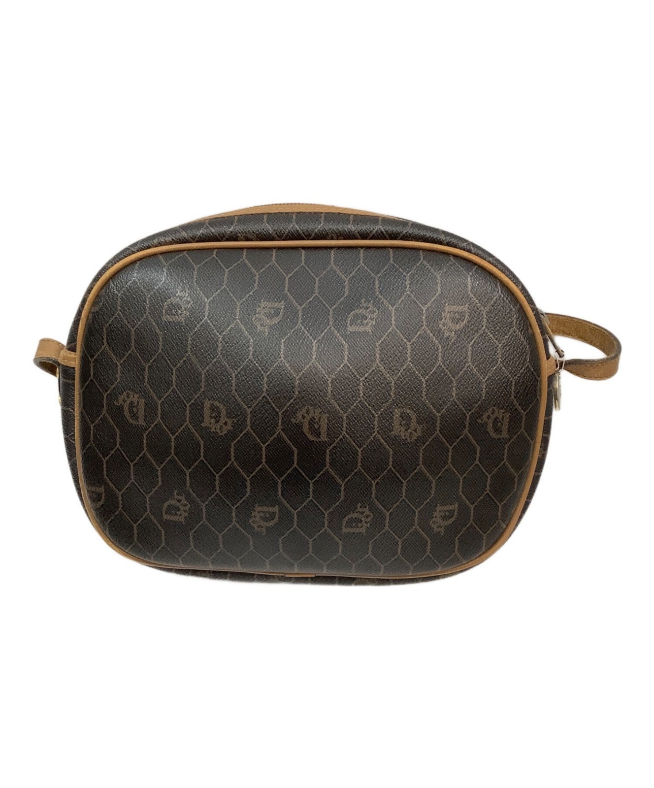 Dior Honeycomb Shoulder Crossbody Bag Brown Canvas Leather Vintage Authentic