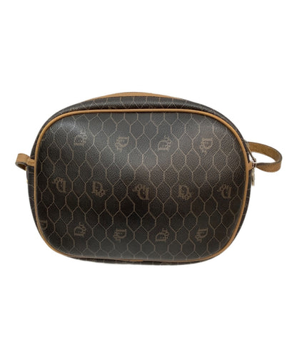Dior Honeycomb Shoulder Crossbody Bag Brown Canvas Leather Vintage Authentic