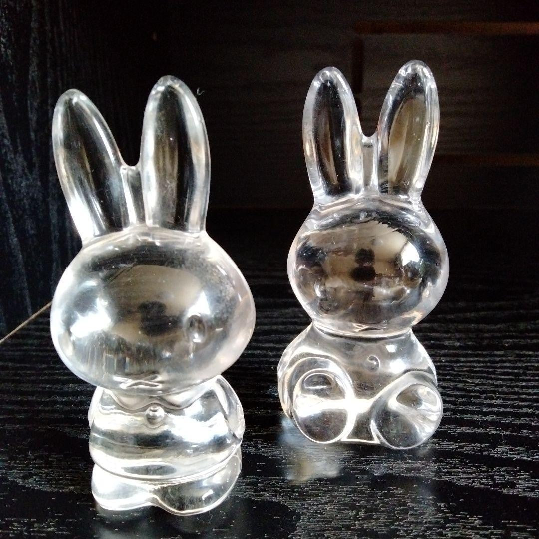 Ultra-Rare Vintage Miffy Glass Figurines (2-Piece Set) Paperweights