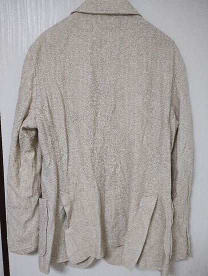 RING JACKET FOR SHIPS Beige Linen Cotton Tailored Casual Jacket Size 50