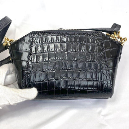 GIVENCHY Antigona Nano Mini shoulder Bag Black Leather Gold Hardware Used