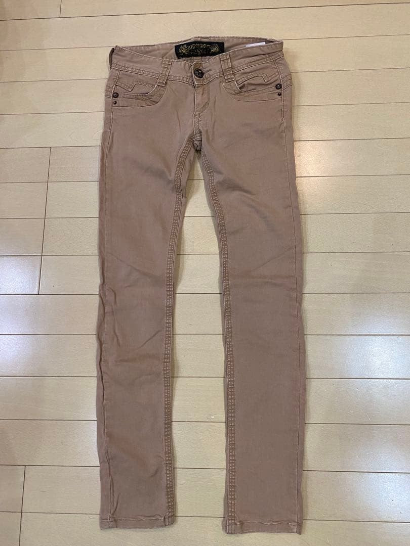 RED PEPPER Skinny Denim Back Embroidery Zip Y2K