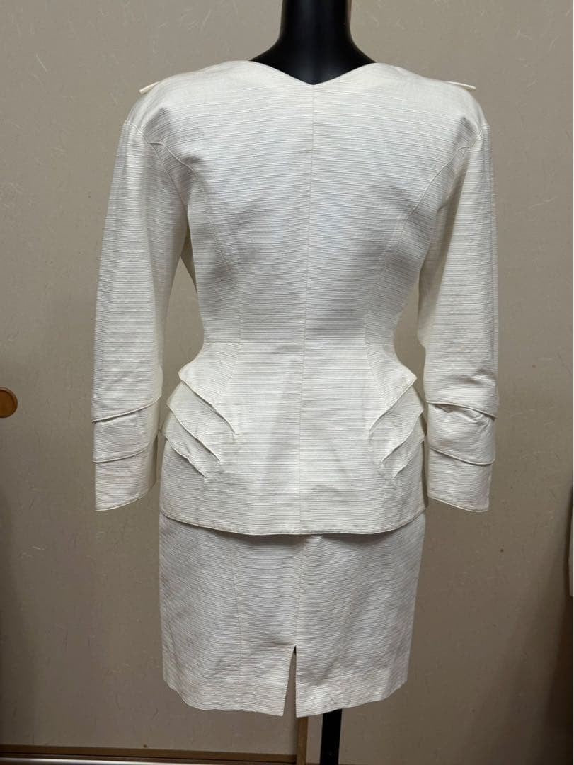 Thierry Mugler White Suit Jacket Skirt Set size 9AR