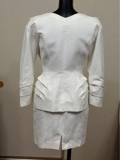 Thierry Mugler White Suit Jacket Skirt Set size 9AR