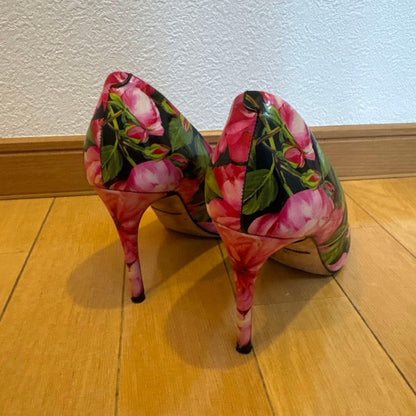 Dolce&Gabbana Women 6.5US Flower Print High Heels Pointed toe Pink Luxury Italia