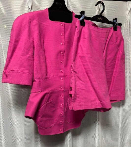 Thierry Mugler Pink Peplum Jacket and Shorts Set Size 9 M Ladies Used Au Vintage