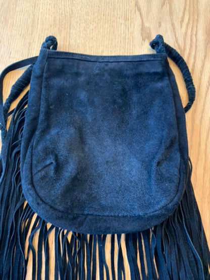 Cleobella Fringe Shoulder Crossbody Bag Suede in Black USED Good Condition
