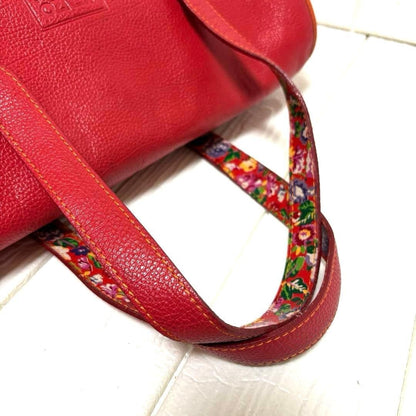 KENZO Vintage 90s Red Leather Tote Bag Large Handbag Shoulder Bag Japan Rare
