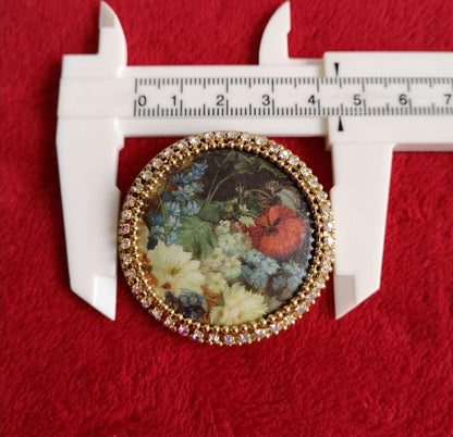 Antique brooch, rare, Vienna workshop, hallmarked, Swarovski, painting