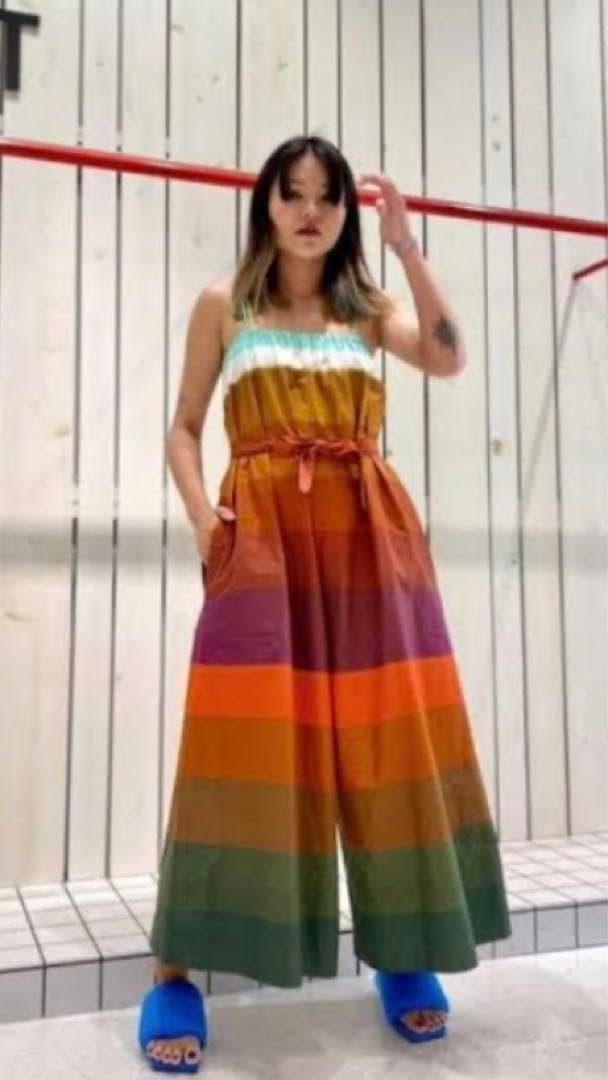 ANNTIAN 100% Organic cotton rainbow overalls Free Size Used FS