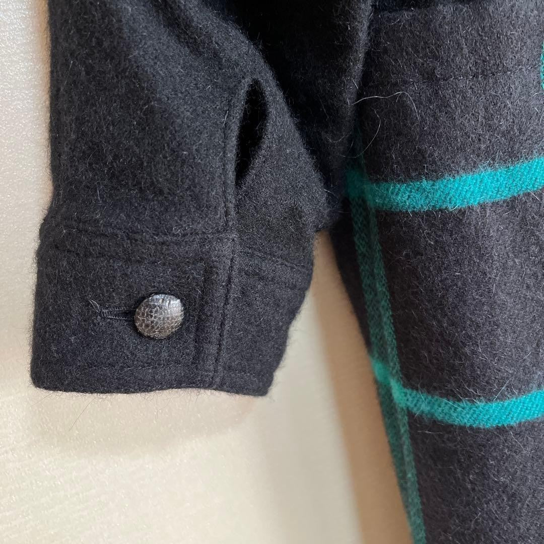 Mari Mura Black Turquoise Check Dress Wool Retro Mari Mura