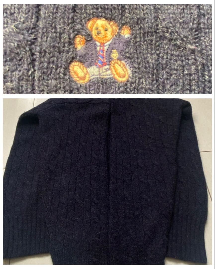 90s POLO BEAR Polo Bear Ralph Lauren Knit Sweater Navy