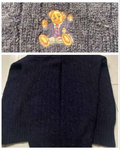 90s POLO BEAR Polo Bear Ralph Lauren Knit Sweater Navy