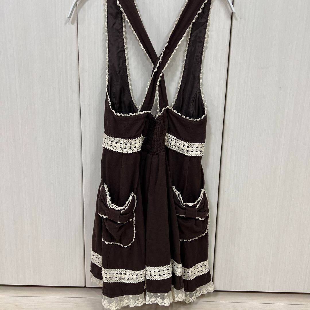 Lizlisa Ribbon Button Brown Jumper Skirt Y2K Princess Gal