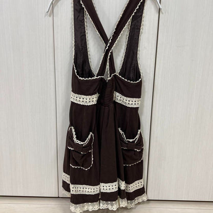 Lizlisa Ribbon Button Brown Jumper Skirt Y2K Princess Gal