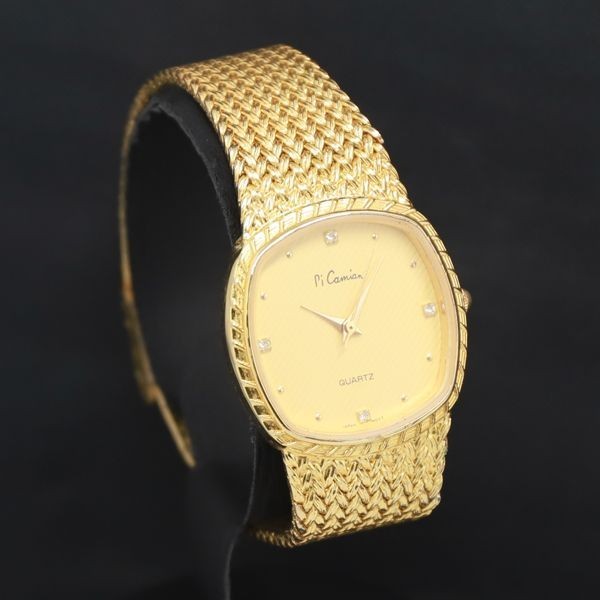 PI CAMIAN M-7701 Stone-studded Gold Dial Men's Watch QZ not Working