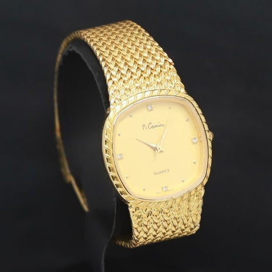 PI CAMIAN M-7701 Stone-studded Gold Dial Men's Watch QZ not Working