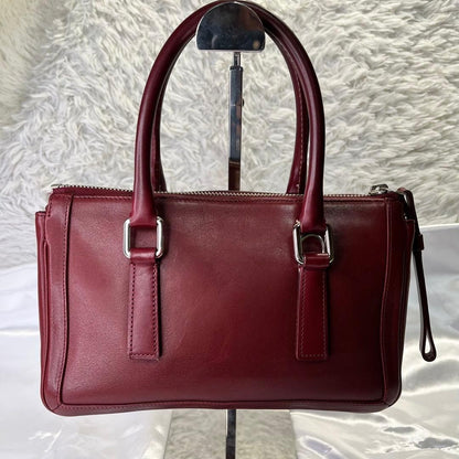 COACH 9421 Vintage 2Way Shoulder Bag Leather Wine Red Handbag Authentic