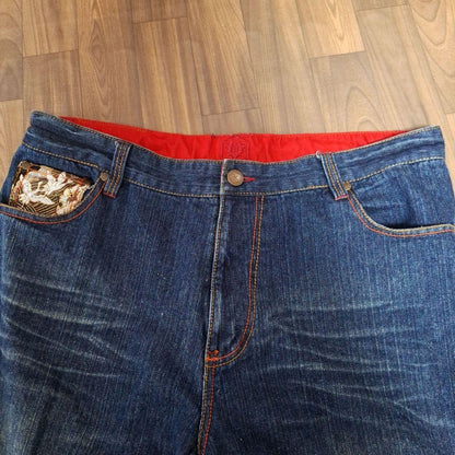 Kacho Fugetsu Men's Denim Jeans Half Pants Dragon Embroidered Blue Size 40