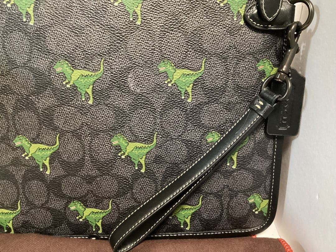 COACH Rexy Dinosaur Clutch Bag Signature Authentic with Dust Bag Black Auth