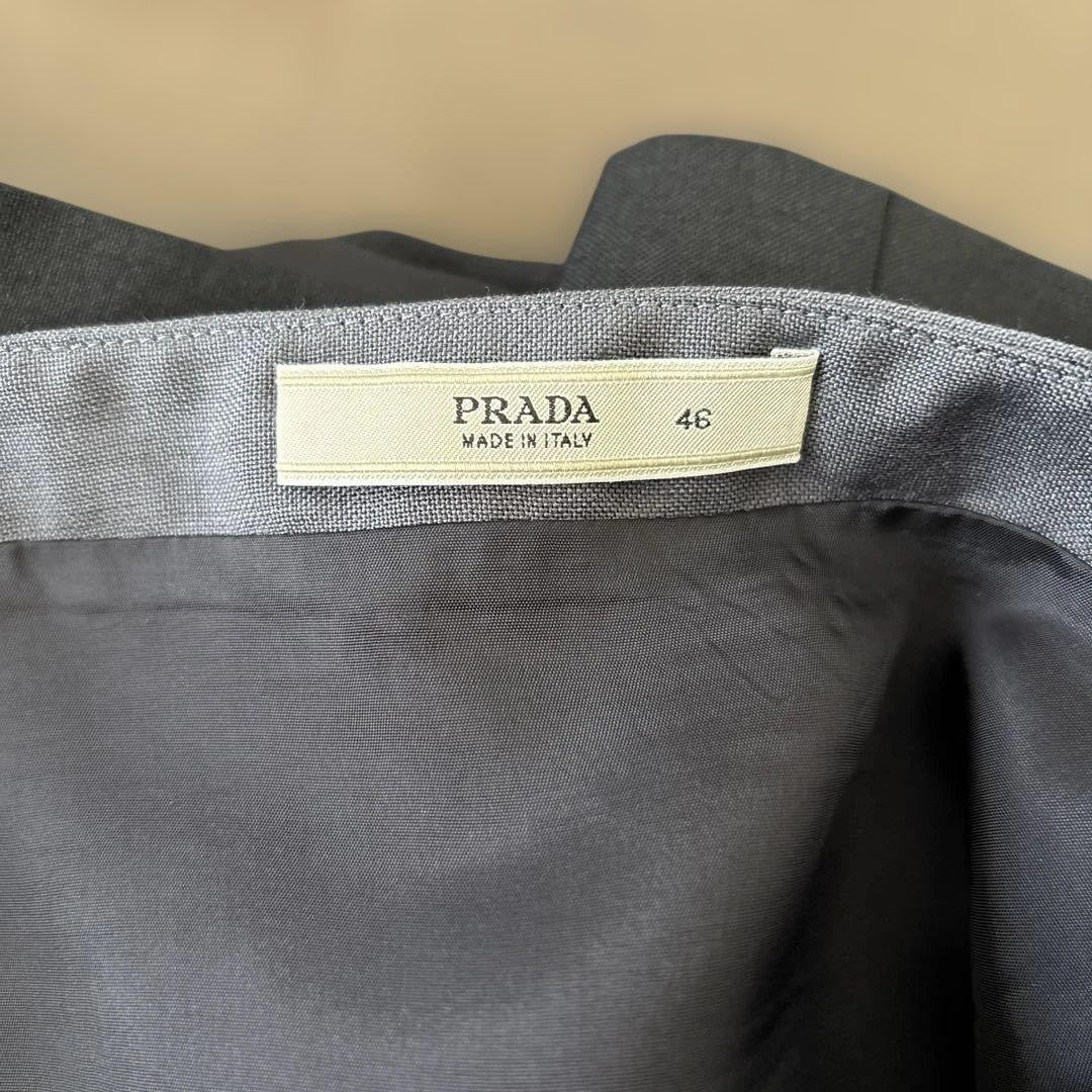 PRADA Skirt Size 46 Black Gray Design Wool Blend Excellent Condition