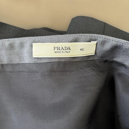 PRADA Skirt Size 46 Black Gray Design Wool Blend Excellent Condition
