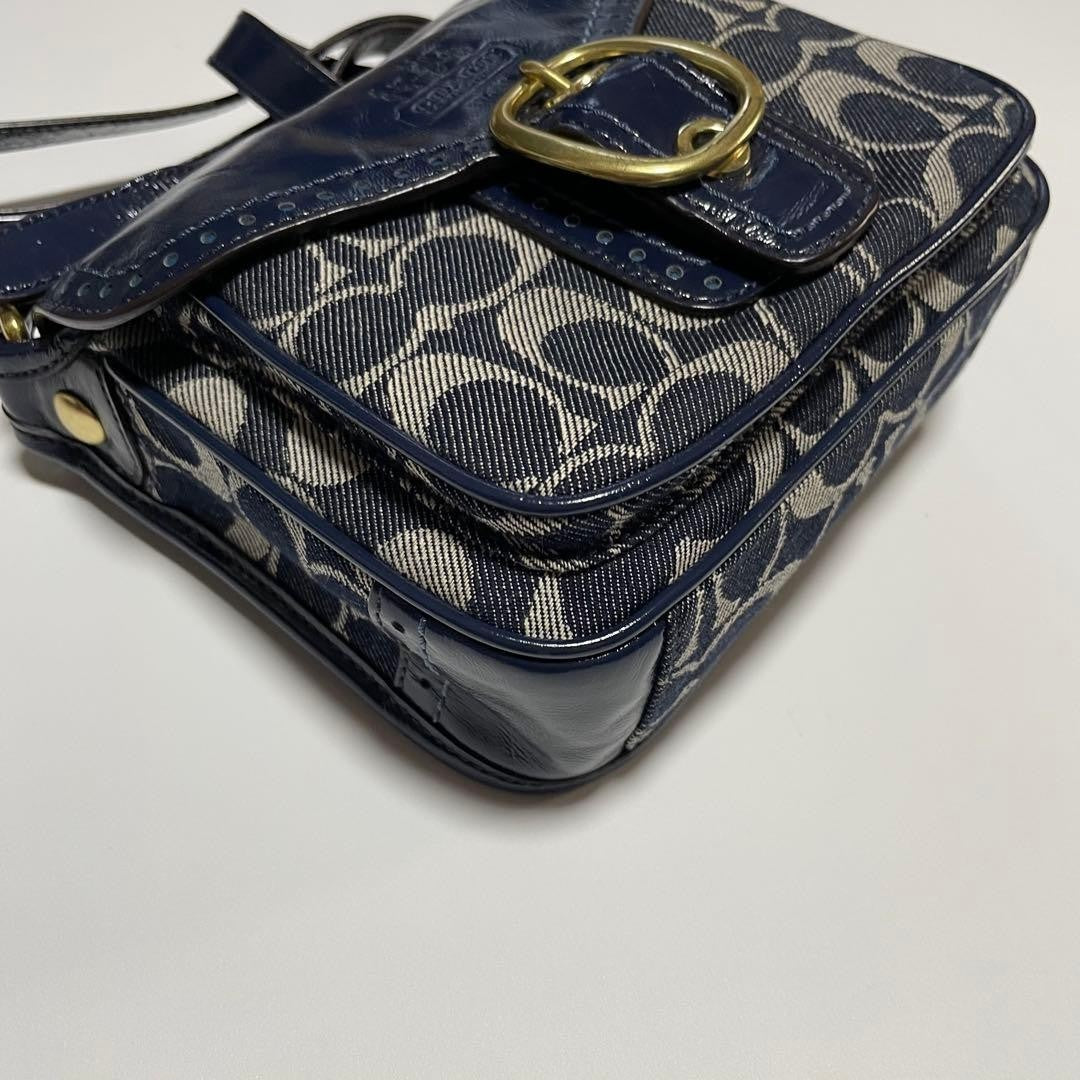 Coach Bleeker Legacy Denim Flap Bag Navy Denim Shoulder Bag Authentic