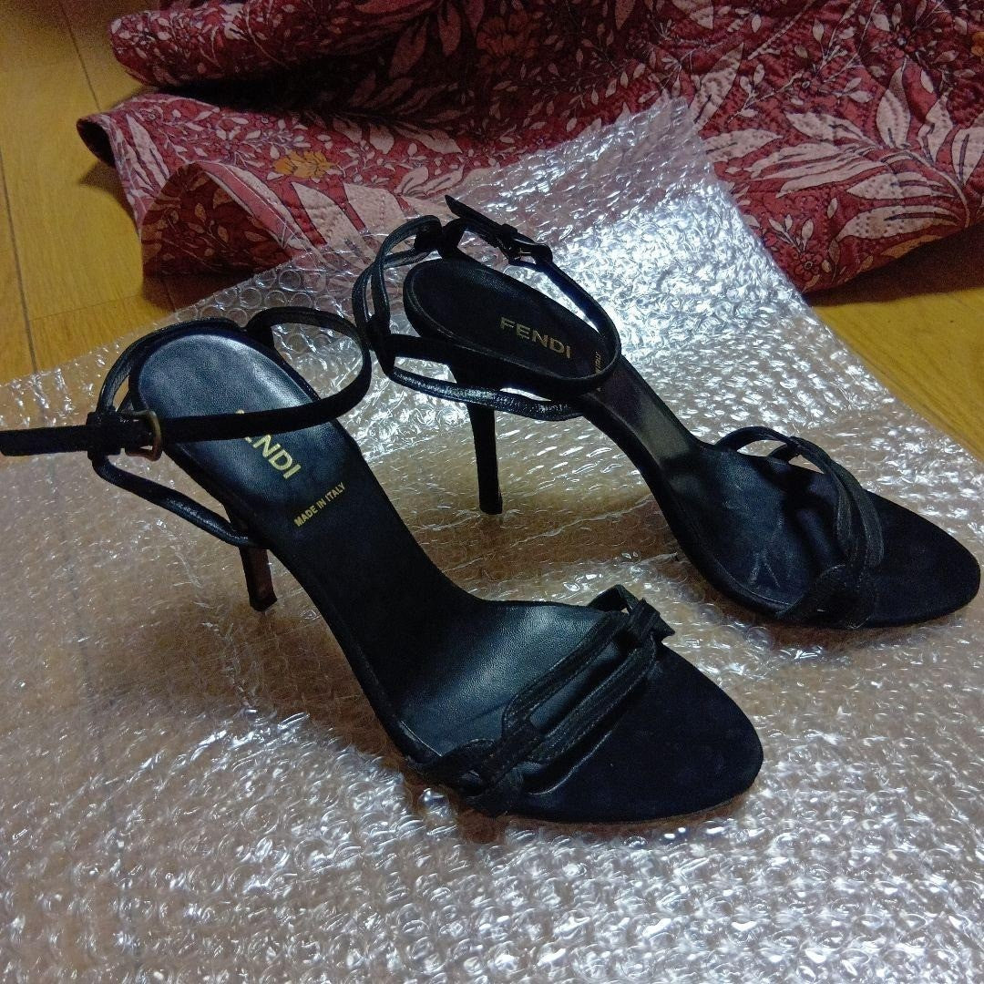 Rare Fendi Black Ankle Strap High Heel Sandals Size 38 (US 7.5-8)