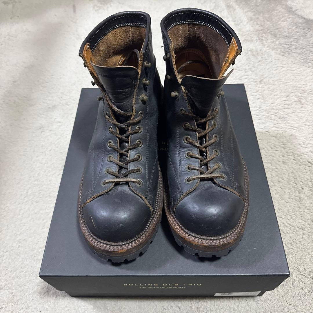 ROLLING DUB TRIO Boot LINEMAN Lace Up Work Boots Leather Black Size 8.5
