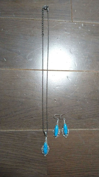 Showa Retro Turquoise Necklace and Earring Set