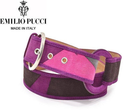 EMILIO PUCCI Leather x Corduroy Pucci Pattern Ring Belt Purple