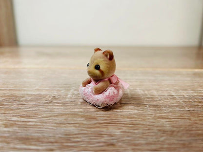Vintage Rare Sylvanian Families Raccoon and Fairy Set Flower Swing stump