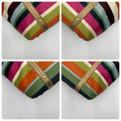 Coach Tote Bag Canvas Multicolor Stripe