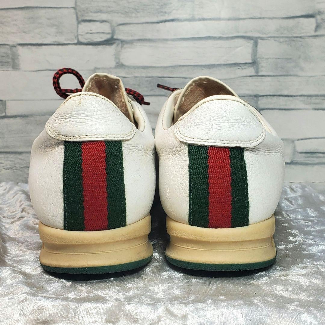 Rare GUCCI 23cm White Leather Sherry Line Low-Top Sneakers Vintage Italian Made