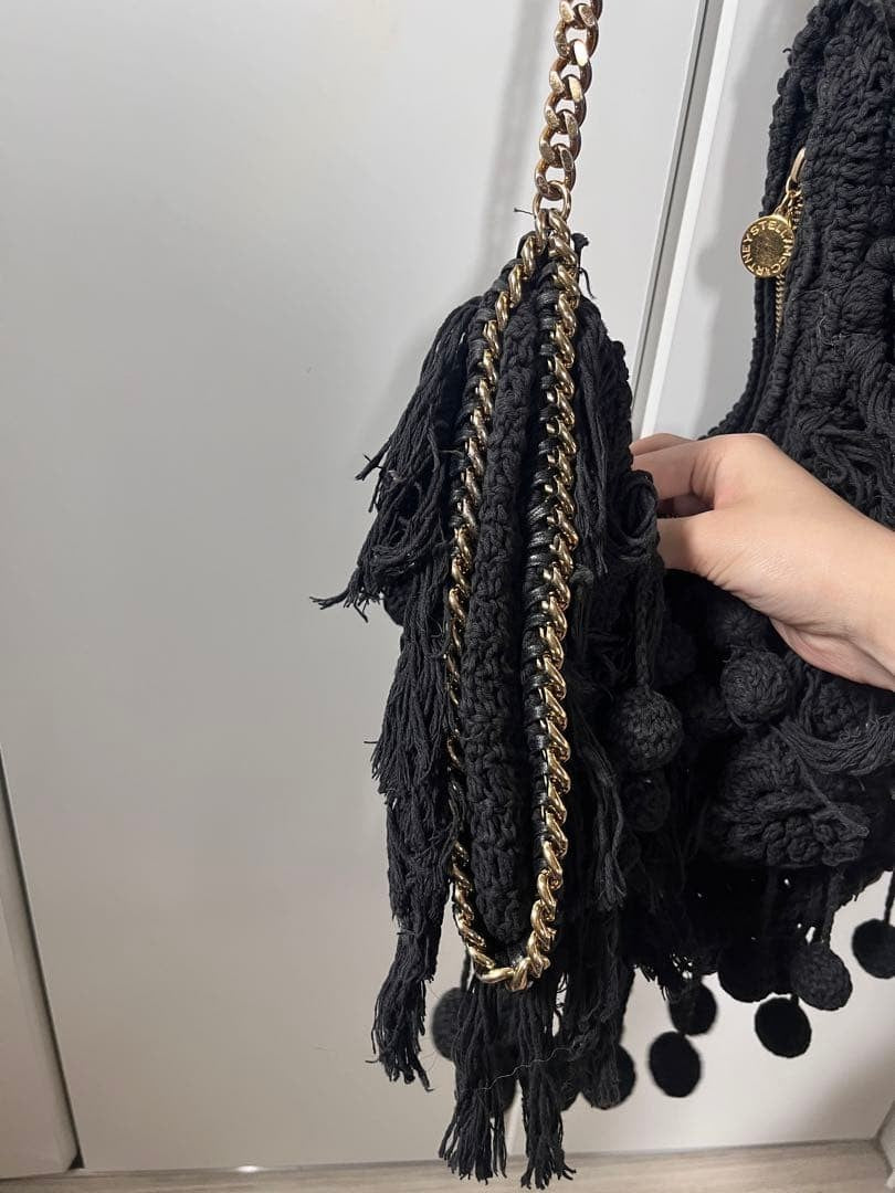 Stella McCartney Fringe Shoulder Bag Black Leather Vintage Rare Authentic