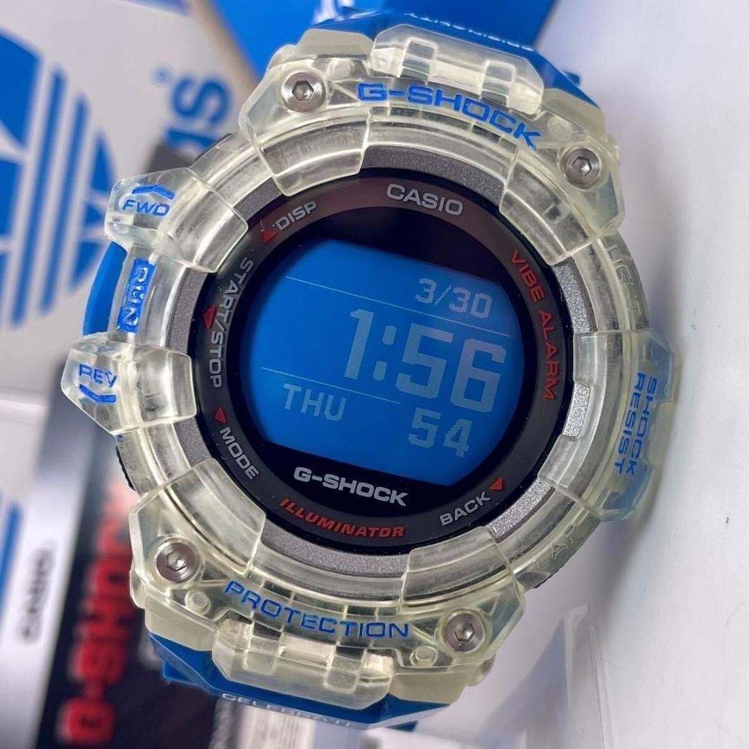 adidas x G-SHOCK GBD-100 Digital Watch Blue Bluetooth Rare Unused
