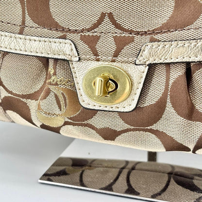 COACH Handbag Signature Turn Lock Brown Y2K Vintage Auth From Japan