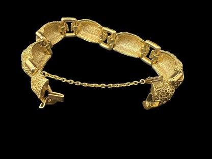 Authentic BALENCIAGA Gold Rhinestone Bracelet Unisex Fashion Jewelry 16.4cm