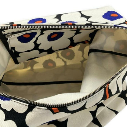 Genuine Marimekko shoulder bag dark navy cream multi canvas leather