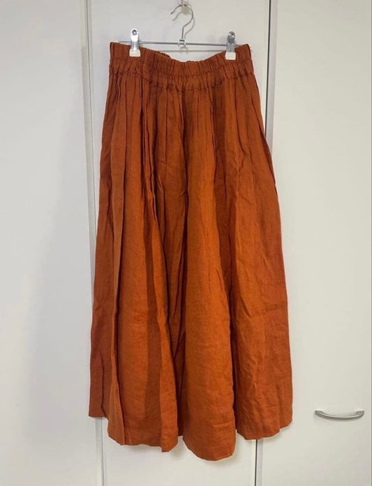 fog linen work Long Skirt Orange M - Relaxed Fit, Quality Linen