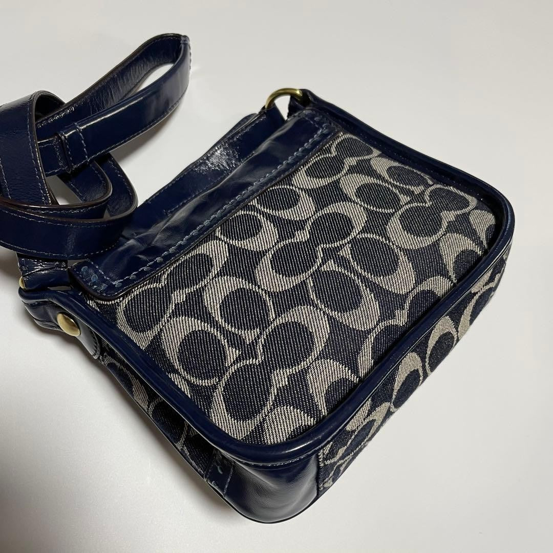 Coach Bleeker Legacy Denim Flap Bag Navy Denim Shoulder Bag Authentic