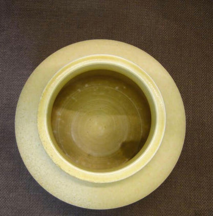 Gustavsberg Yellow Ceramic Vase Designed By Wilhelm Kåge 1930s Swedish Pottery