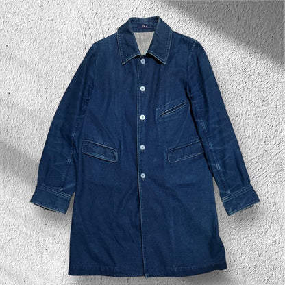 45rpm/45R Denim Coat Long Jacket Japan Made Vintage Dark Blue 3 Pockets Unisex