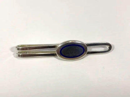 Tiffany & Co. Authentic Cufflinks Tie Pin Silver925 Blue Oval Men's With Box Bag