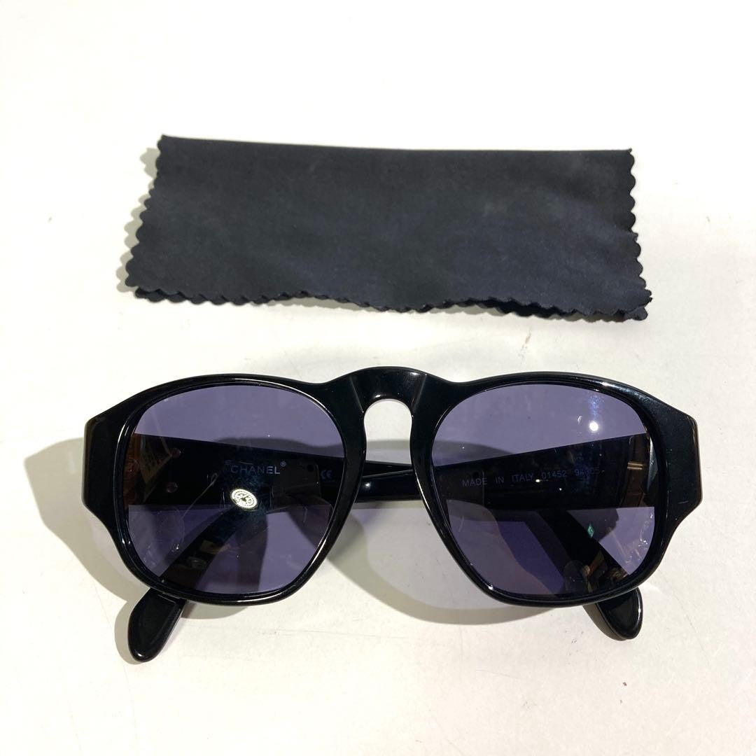 Chanel 04152 94305 Coco Mark Black Sunglasses W/orange Case cloth Used Japan