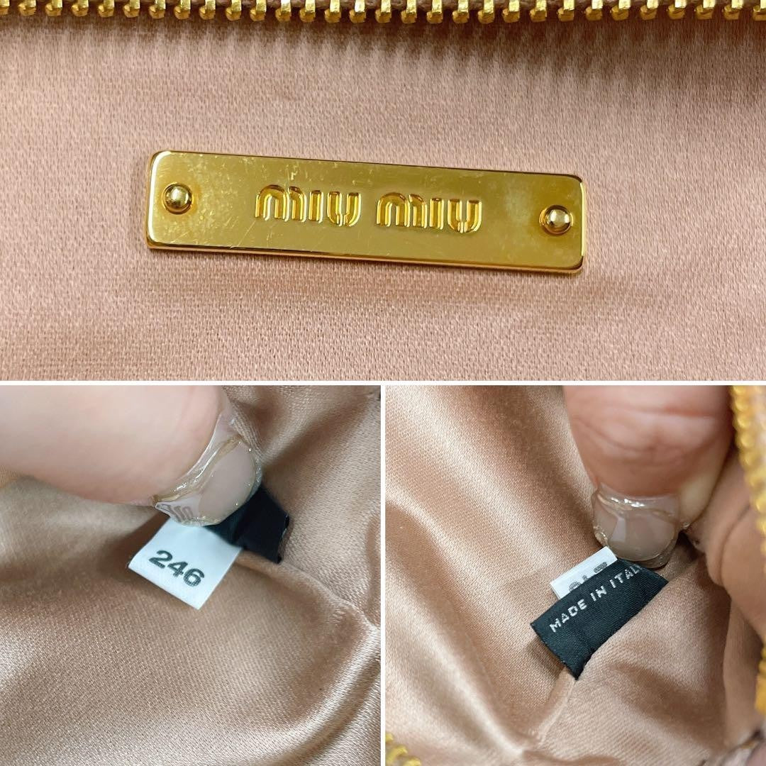 Miu Miu pouch pink ribbon used ladies from Japan