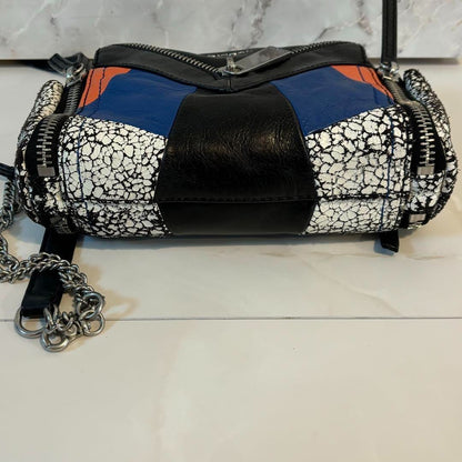 Diesel Women Shoulder Bag Chain Leather Zipper Black Multicolor Luxury Stylish