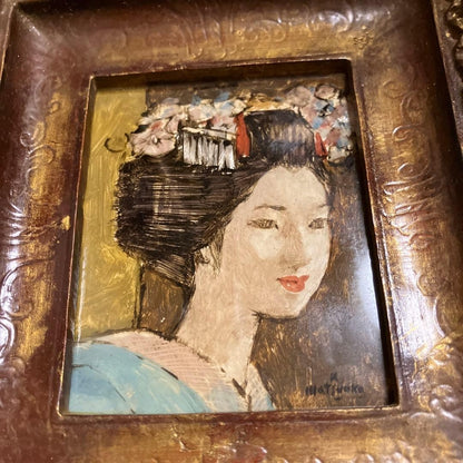 Kan'ichi Matsuoka, Glass Painting: Beautiful Woman with Gold Background