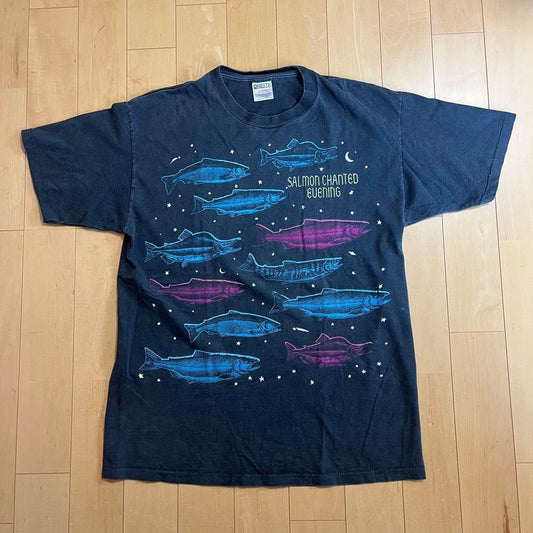 90s Vintage RAY TROLL Salmon Graphic T-Shirt ONEITA